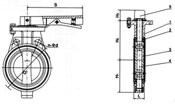 D71X(半襯)、D71J、D71H/Fs(全襯)襯夾襯膠蝶閥外形尺寸圖